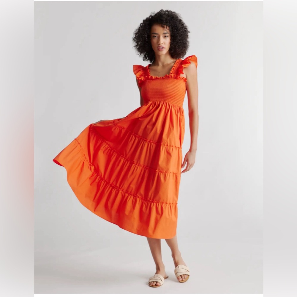 QUINCE 100% Organic Cotton Smocked Midi Dress